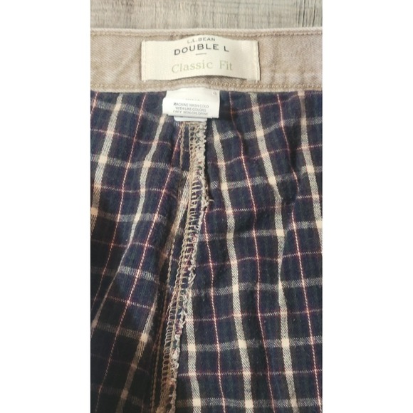 LL Bean Double L Classic Fit Mens 44x29 Plaid Flannel Lined Light Brown Denim - Picture 4 of 13
